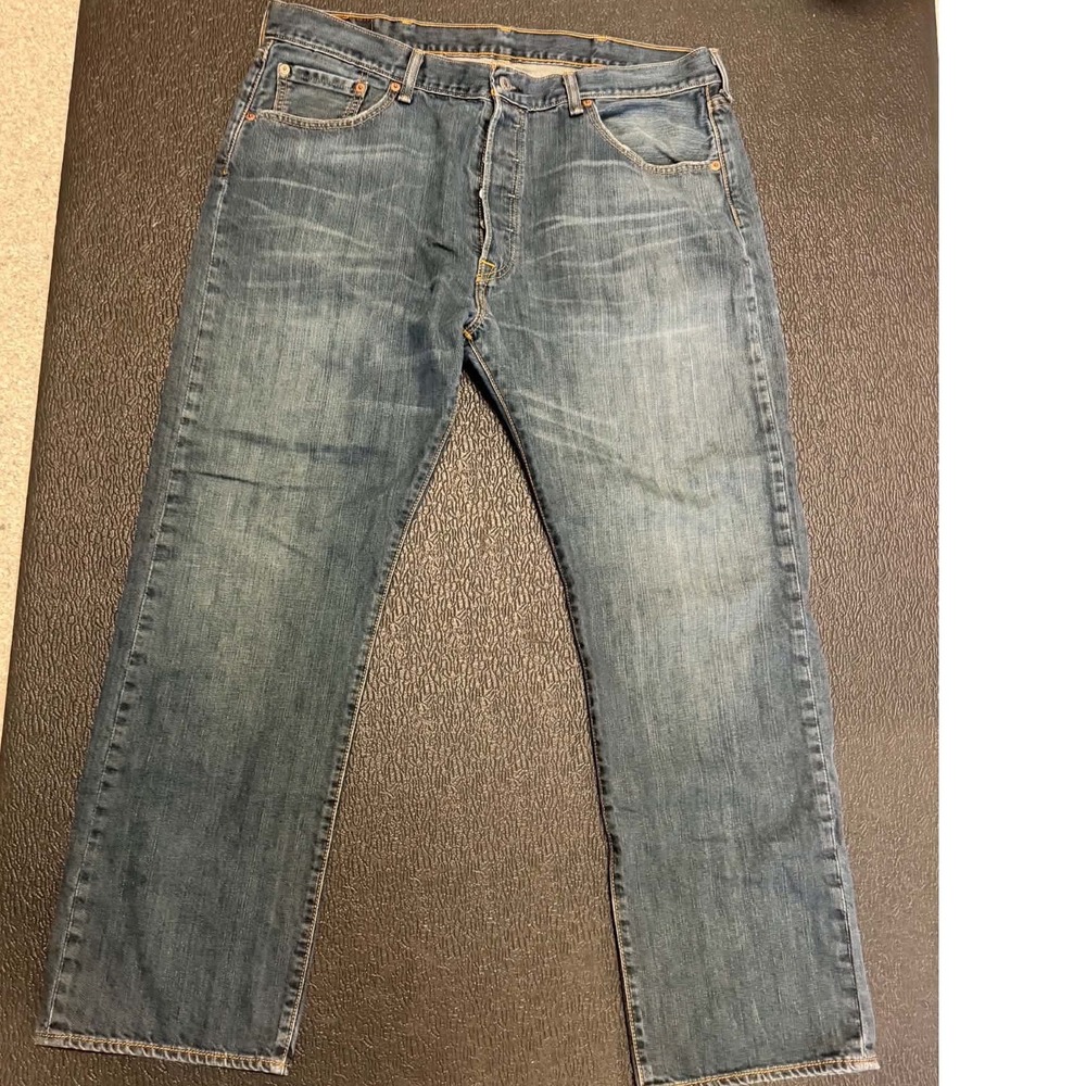 Levis 501 Original Fit Mens Medium Wash Blue Denim Button Fly Jeans 38x30